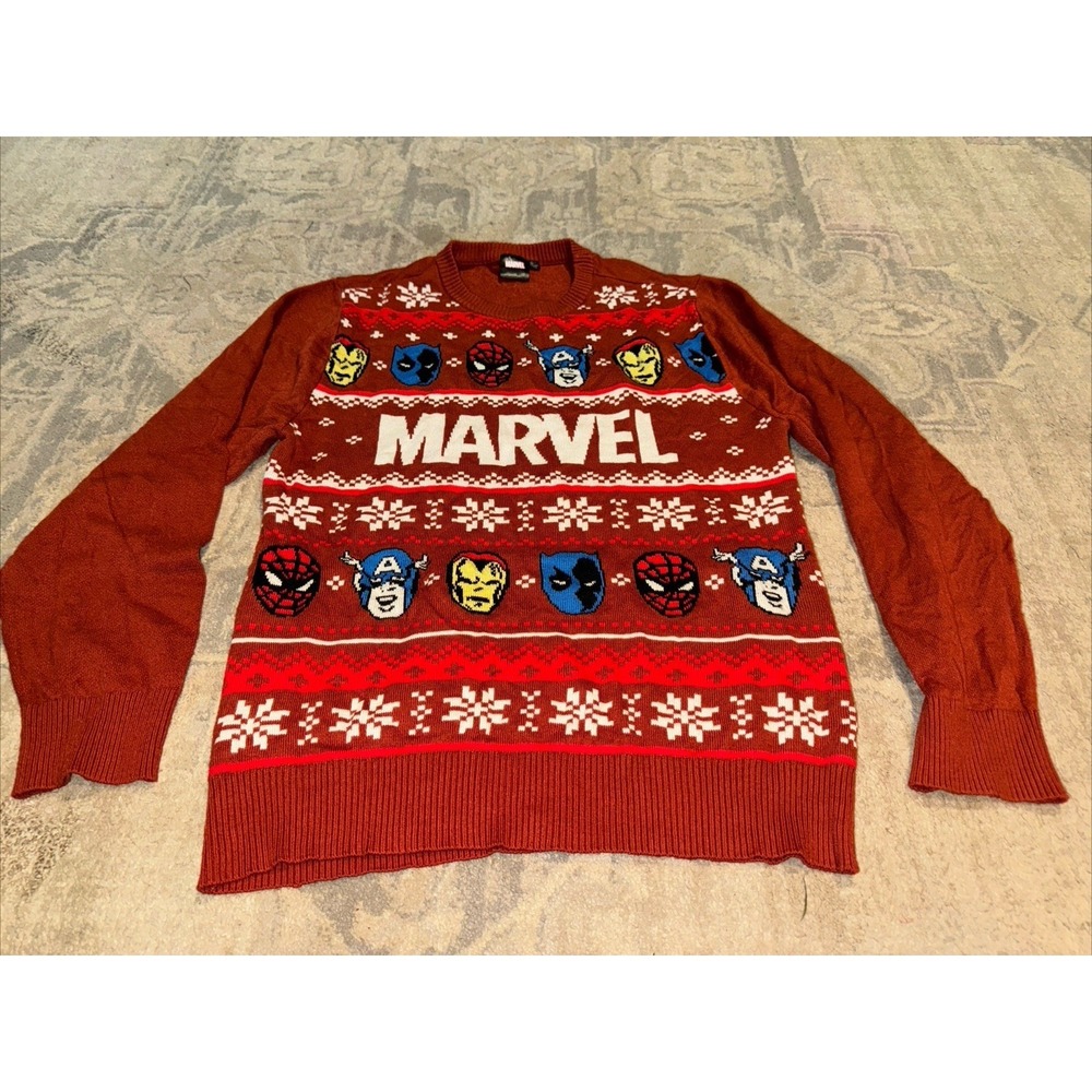 Marvel Avengers Ugly Christmas Sweater Iron Man Capt America Big‎ Boys XXL (18)